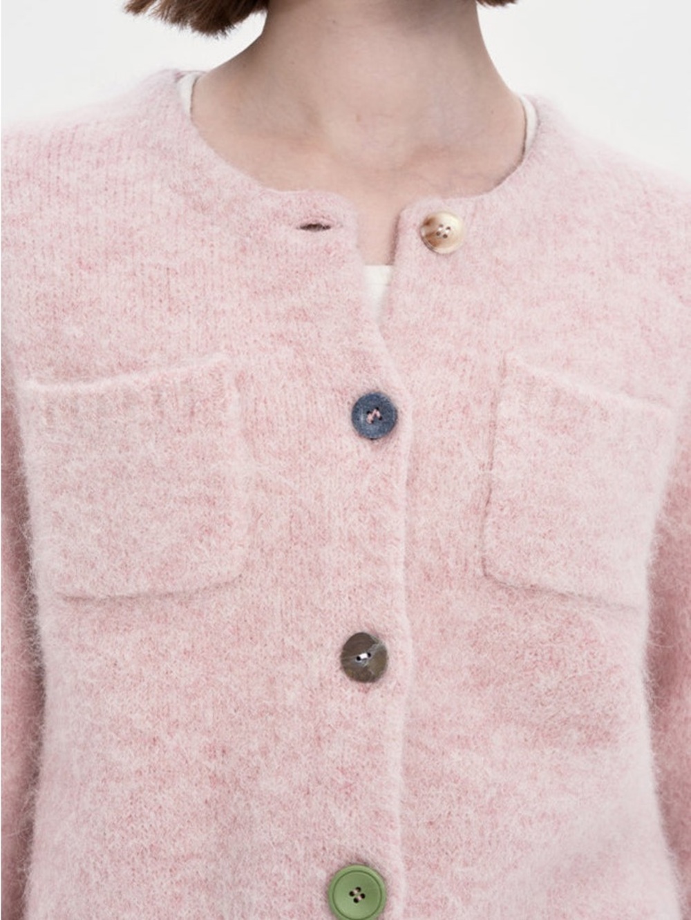 NWOT - Selfwho Alpaca Blend Cropped Cardigan Sweater - Picture 4 of 11